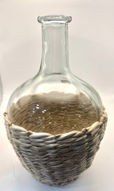 Glass vase with rattan cover